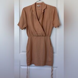 Amuse Society Womens Small Lara Woven Linen Blend Dress Amaretto size XS